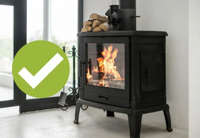 Debunking the Myth: Are Wood Stoves Facing a Ban? 2 A wood stove accompanied by a caption reassuring that there is no ban.