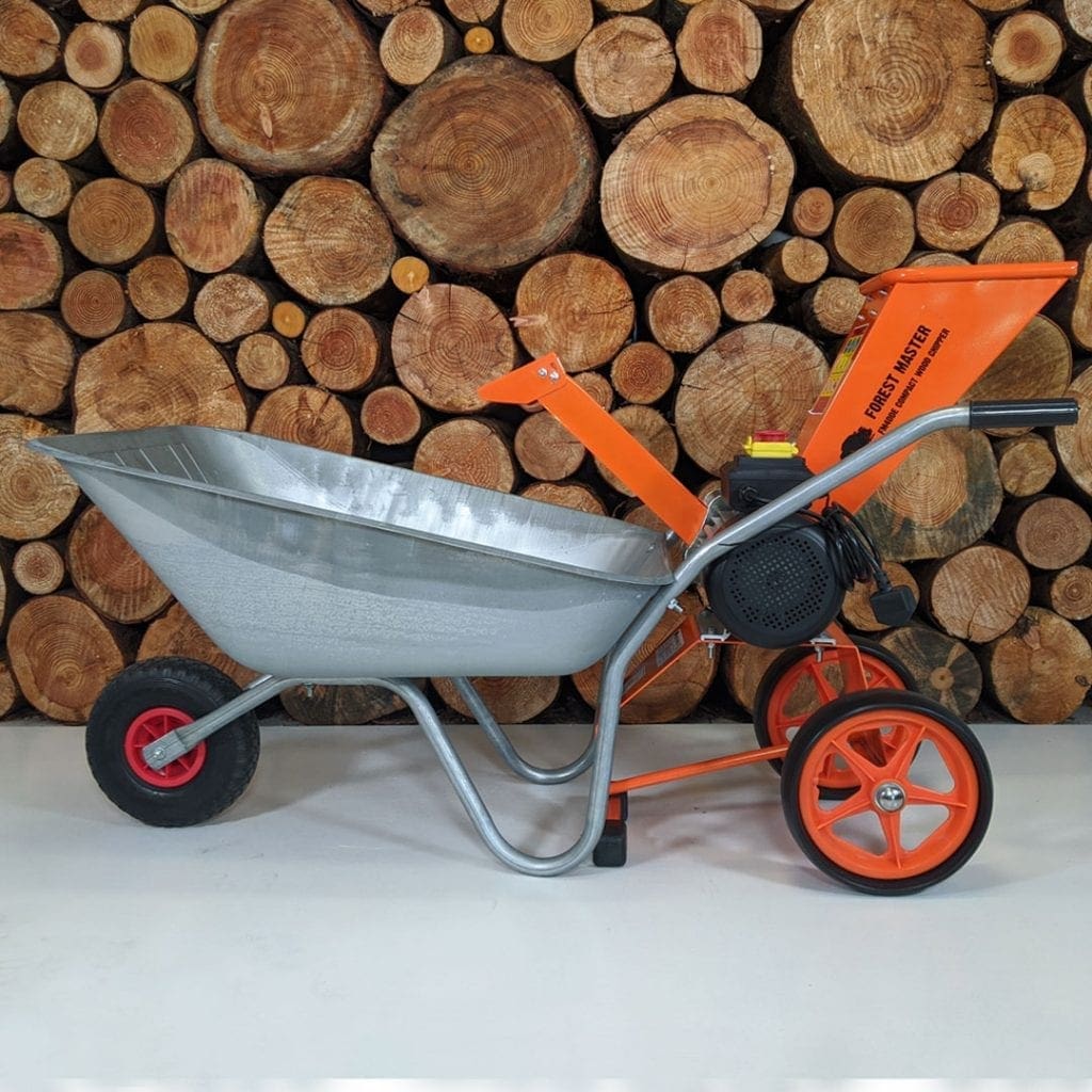 Garden Chipper, Electric Shredder (mulcher) With Wheelbarrow Full