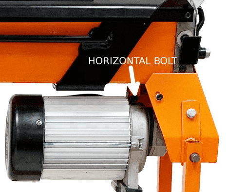 electric log splitter, short motor, horizontal bolt