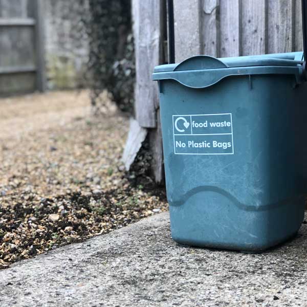 compost bin, recycling bin, food waste