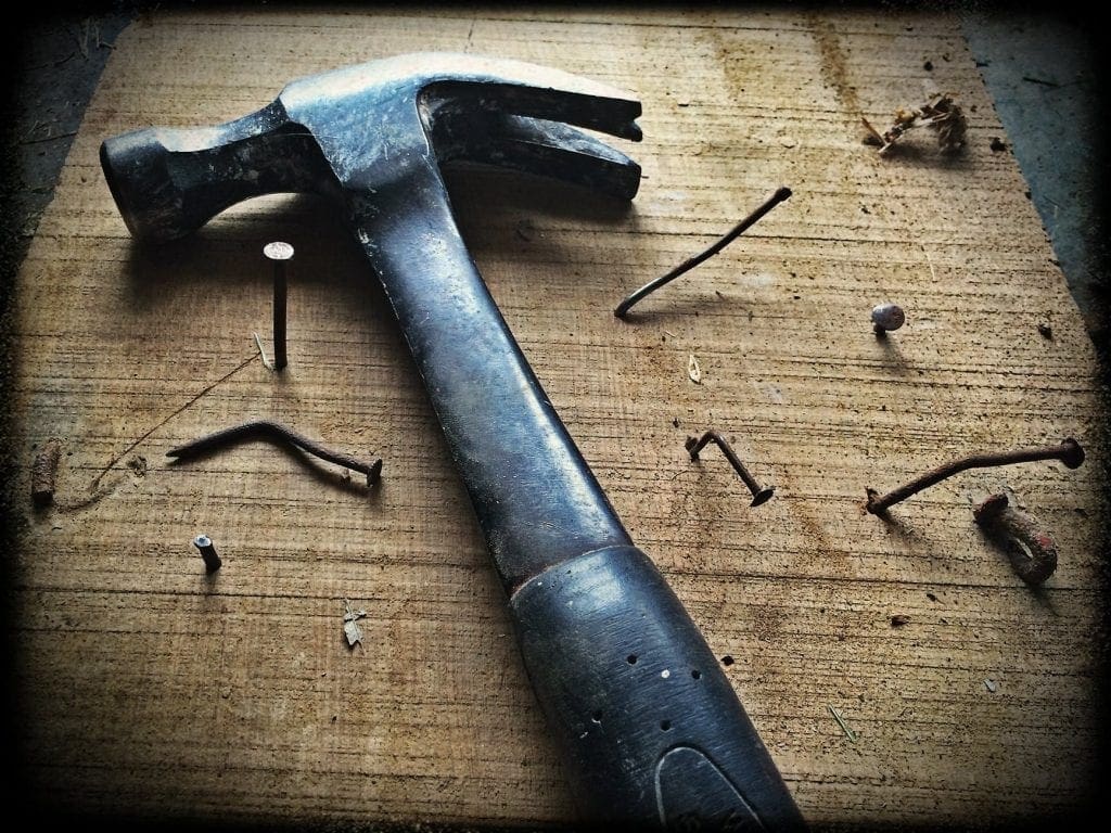 wood, hammer and nails, plank