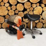log splitter, stool