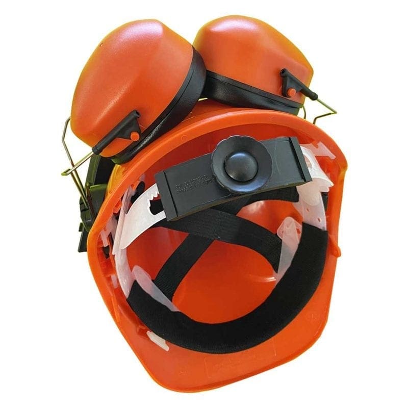 Safety Helmet With Mesh Visor And Ear Defenders Forest Master