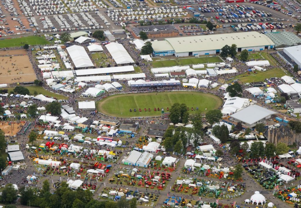 Aerial shot of the Royal Highland agriculture show
