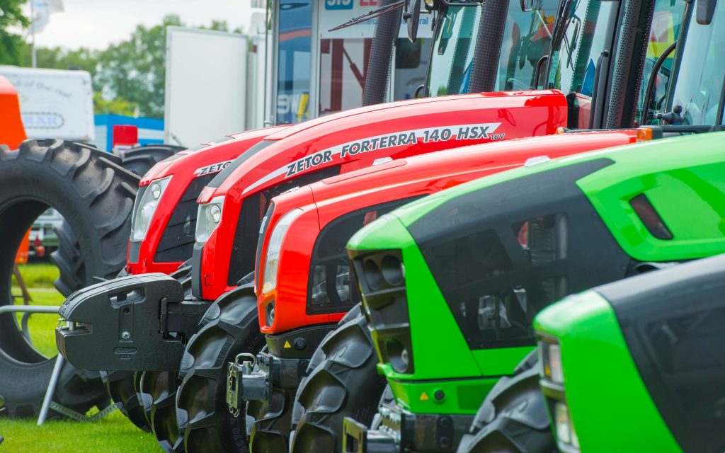 Tractors lined up at agriculture event