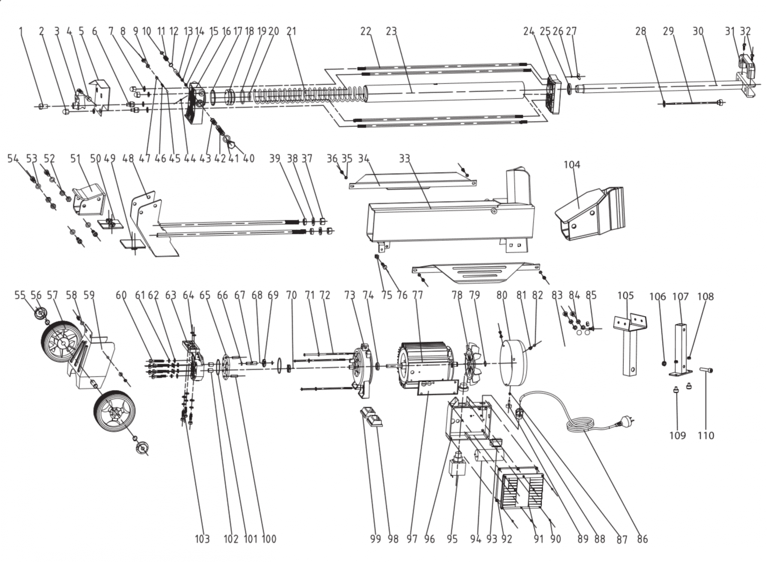 fm10-electric-log-splitter-spare-parts-forest-master