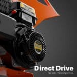 Direct drive wood chipper motor with no belts for maximum power and durability