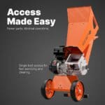 Easy-access wood chipper design with single bolt servicing for minimal downtime