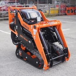 Forest Master stand-on mini skid steer loader side view